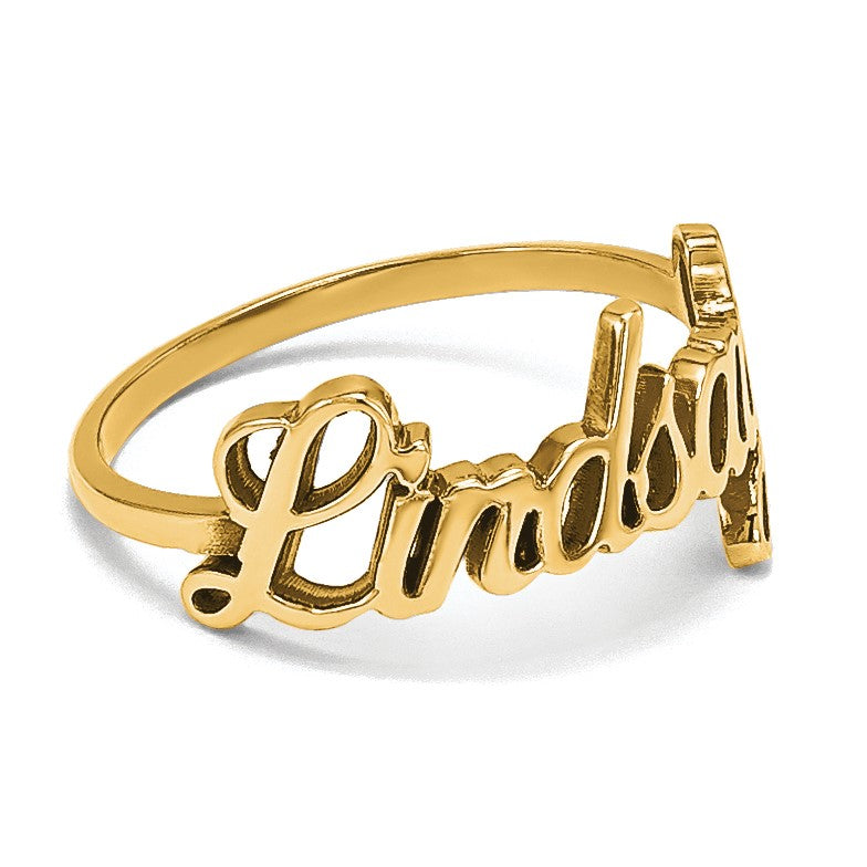 14K Gelbgold Name Platte Ring