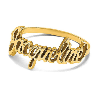14K Gelbgold Name Platte Ring