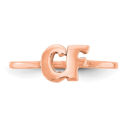 14K Roségold Ring mit doppeltem Anfangsbuchstaben in Schreibschrift oder Blockschrift