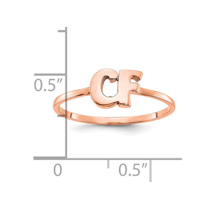 14K Roségold Ring mit doppeltem Anfangsbuchstaben in Schreibschrift oder Blockschrift