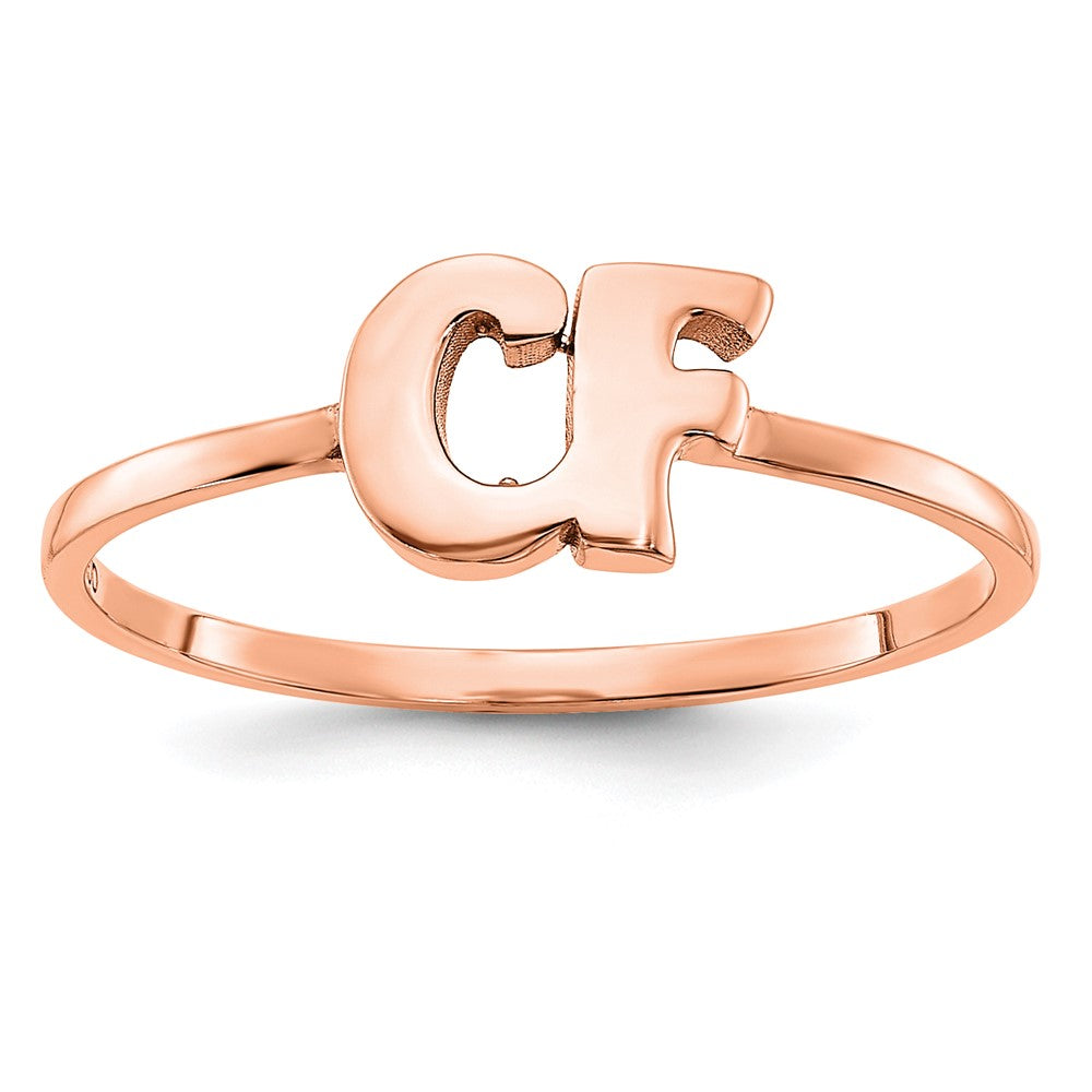 14K Roségold Ring mit doppeltem Anfangsbuchstaben in Schreibschrift oder Blockschrift