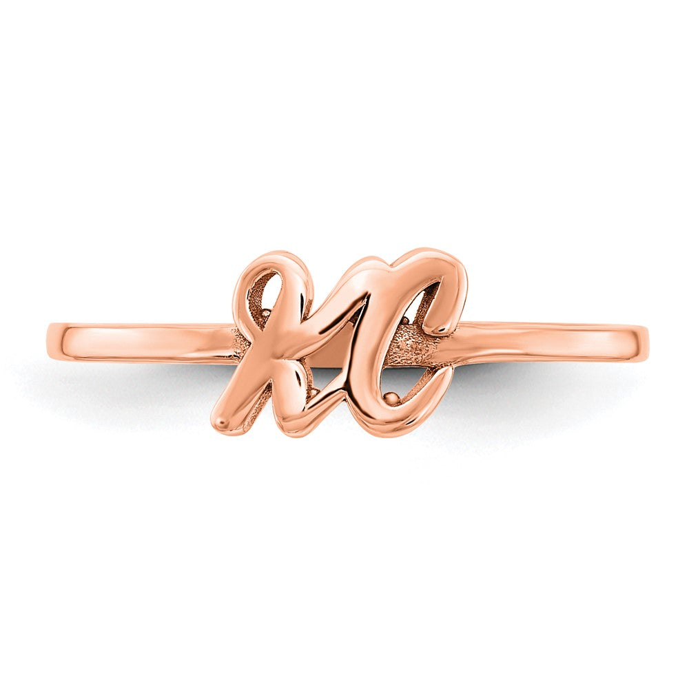 14K Roségold Ring mit Initiale in Schreibschrift oder Blockschrift