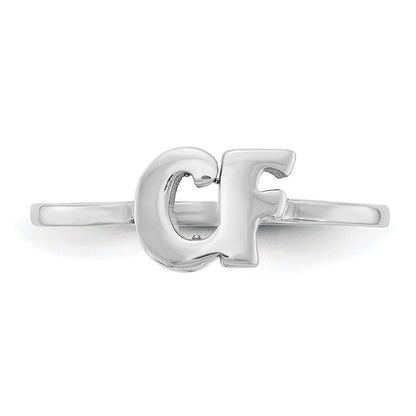 14K Weißgold Ring mit doppeltem Initial in Schreibschrift oder Blockschrift