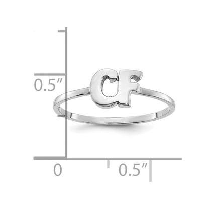 14K Weißgold Ring mit doppeltem Initial in Schreibschrift oder Blockschrift