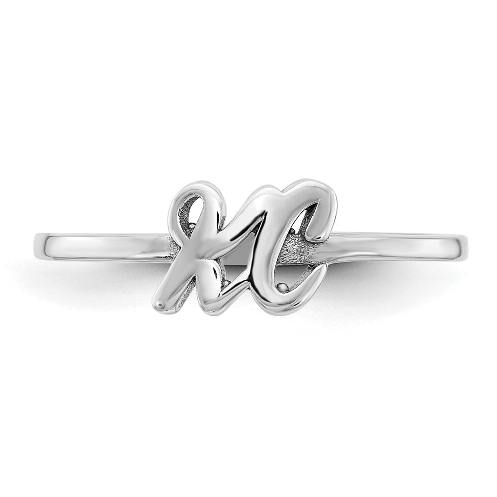 14K Weißgold Ring mit doppeltem Initial in Schreibschrift oder Blockschrift