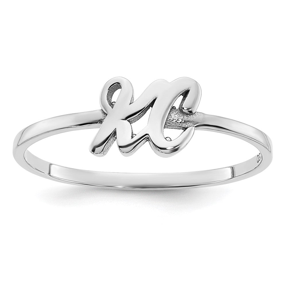 14K Weißgold Ring mit doppeltem Initial in Schreibschrift oder Blockschrift