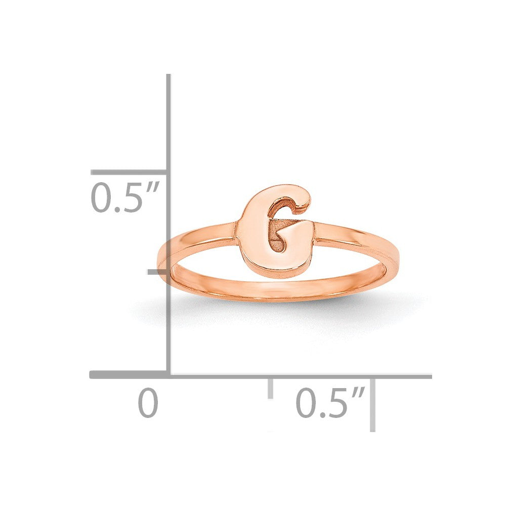 14K Roségold Ring mit Initiale in Schreibschrift oder Blockschrift