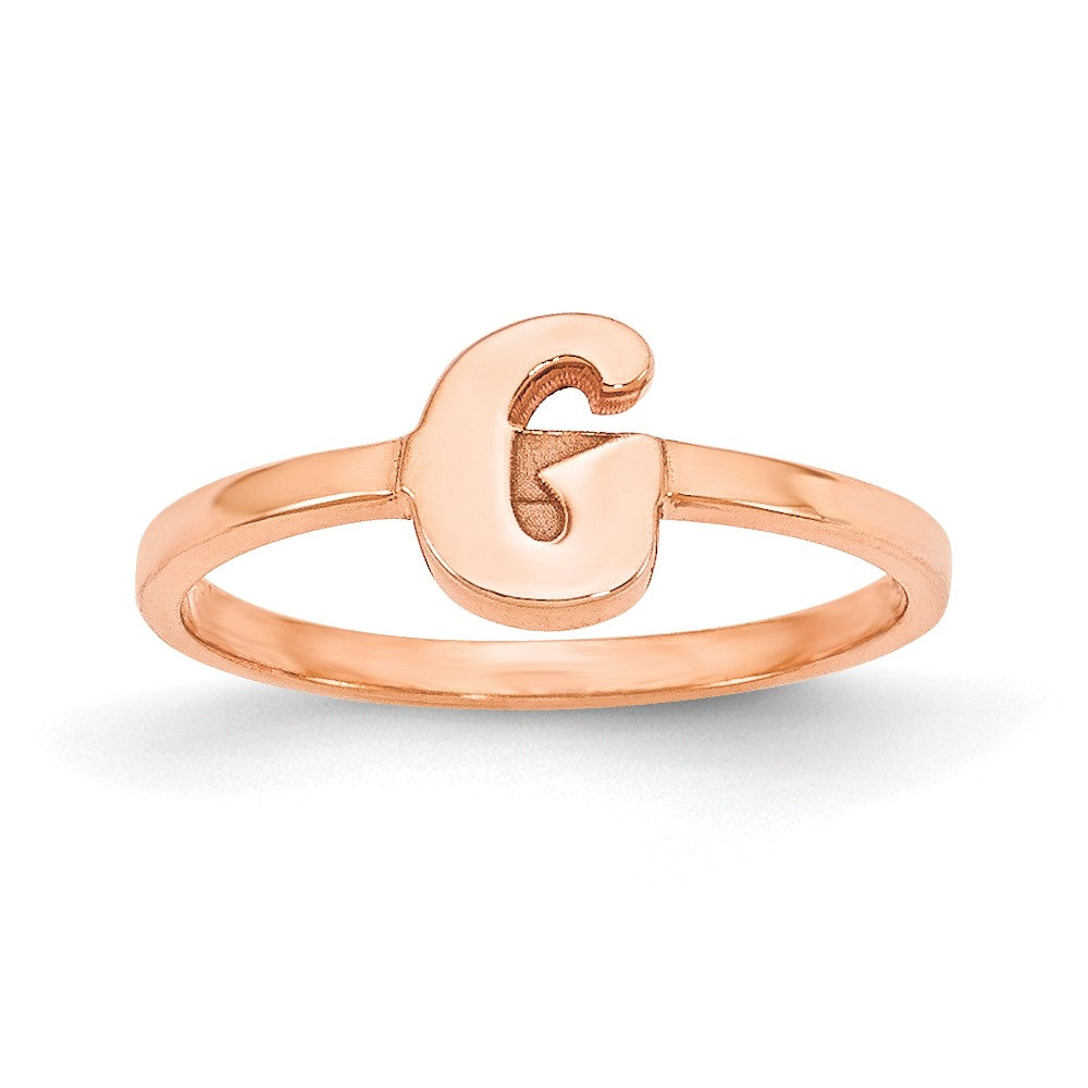 14K Roségold Ring mit Initiale in Schreibschrift oder Blockschrift