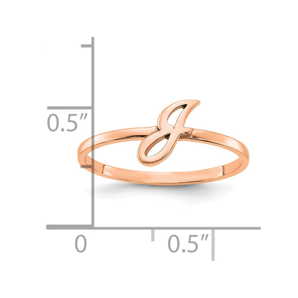 14K Roségold Ring mit Initiale in Schreibschrift oder Blockschrift