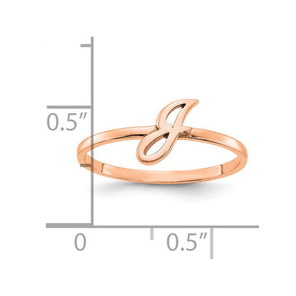 14K Roségold Ring mit Initiale in Schreibschrift oder Blockschrift
