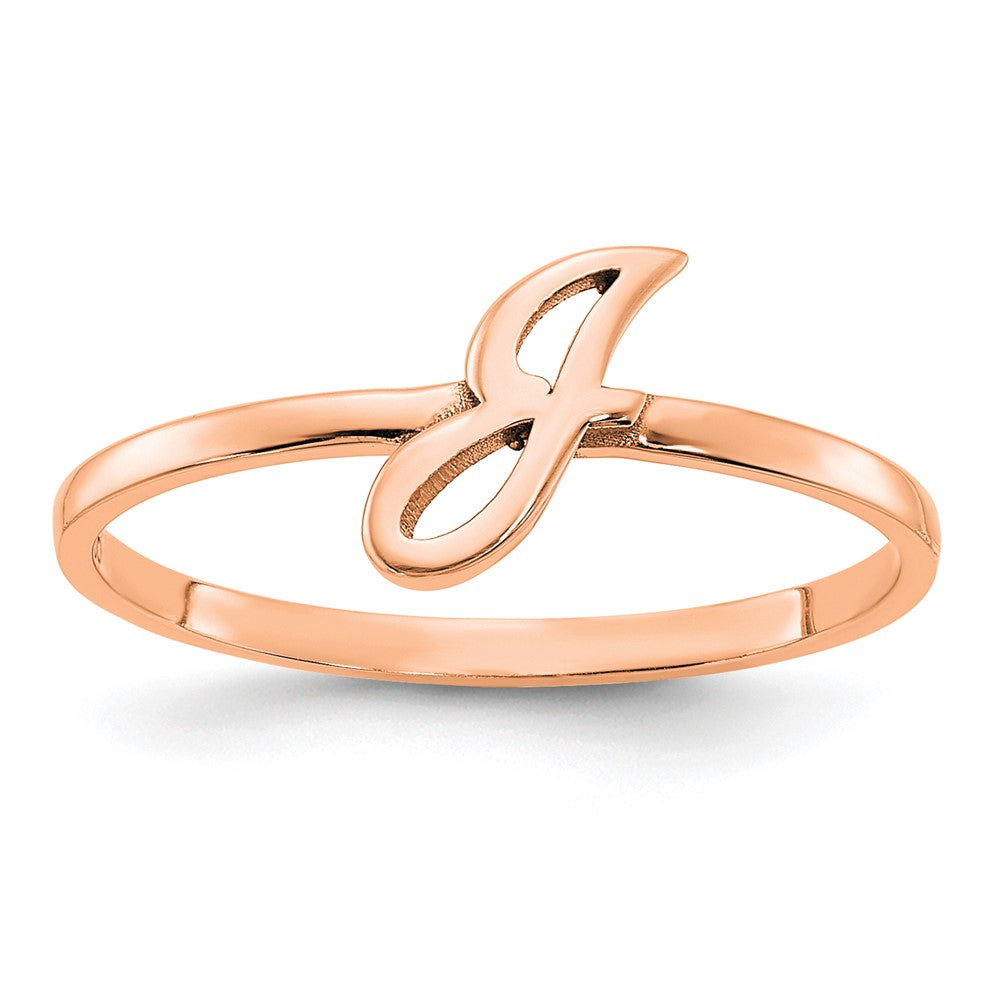 14K Roségold Ring mit Initiale in Schreibschrift oder Blockschrift