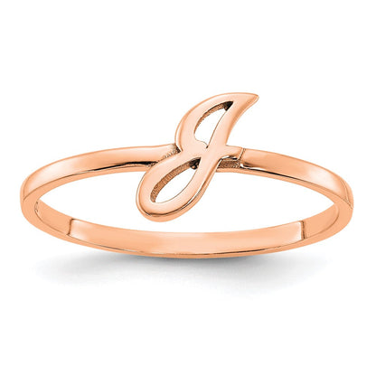 14K Roségold Ring mit Initiale in Schreibschrift oder Blockschrift
