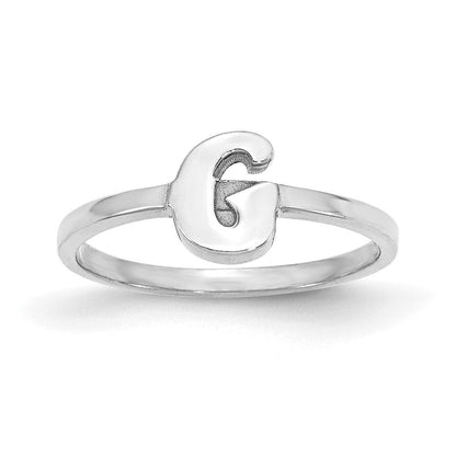 585 Weißgold Ring mit Initiale in Schreibschrift oder Blockschrift