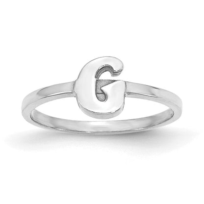 14K Weißgold Schreibschrift Or Block Schriftart Initiale Ring