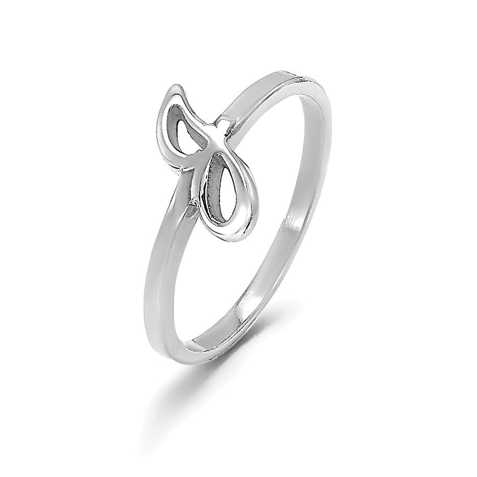14K Weißgold Schreibschrift Or Block Schriftart Initiale Ring