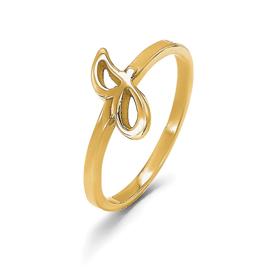 14K Gelbgold Ring mit Initiale in Schreibschrift oder Blockschrift