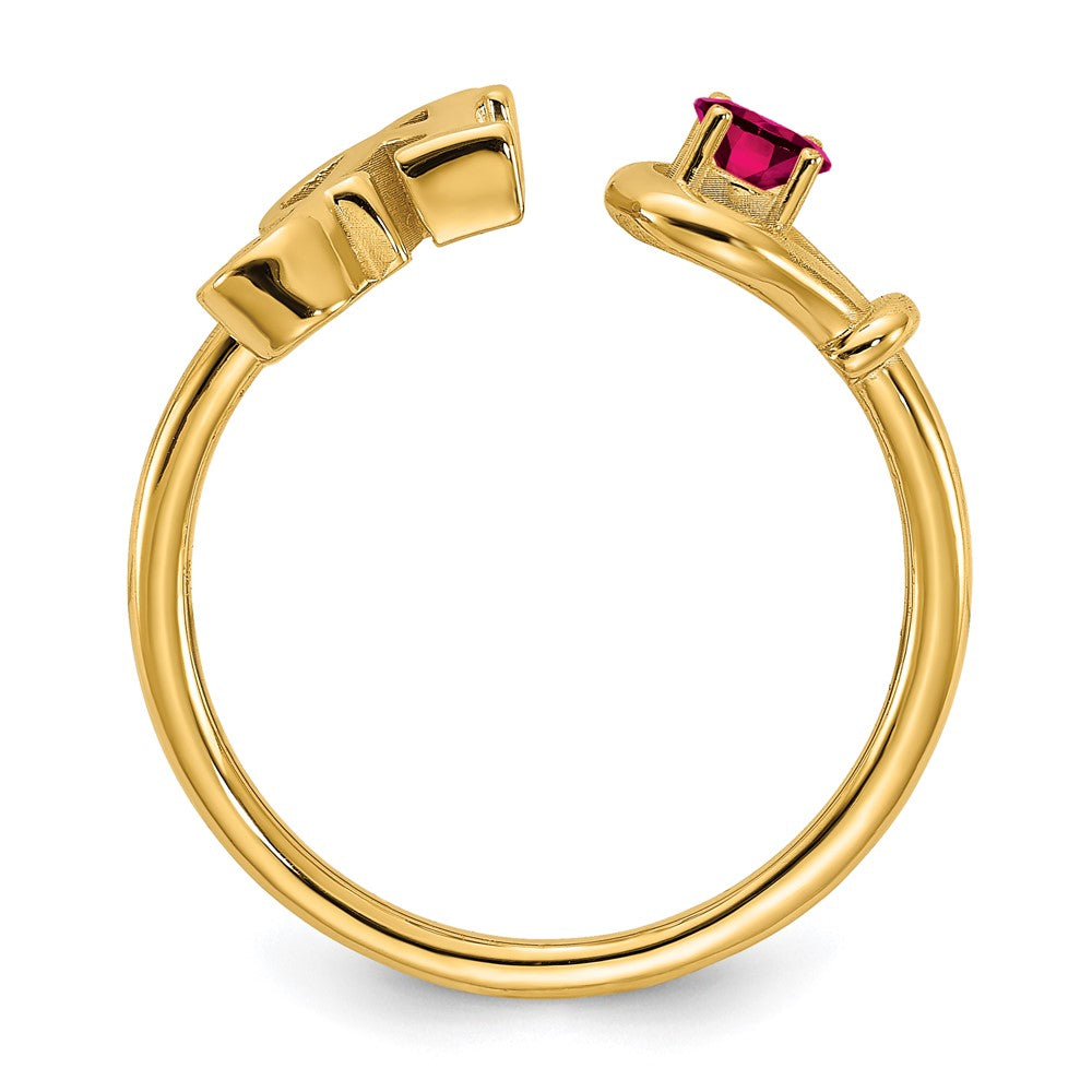 14K Gelbgold Ring mit Buchstabe A und Geburtsstein