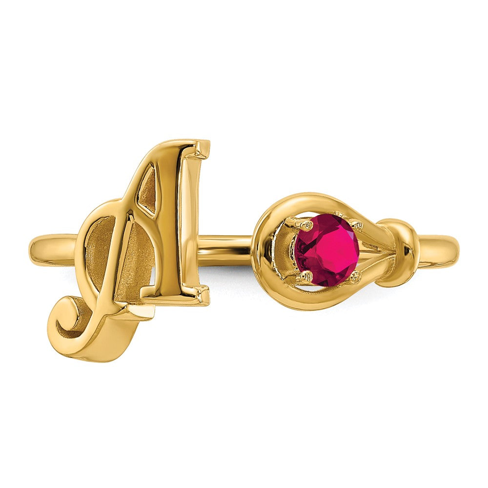 14K Gelbgold Ring mit Buchstabe A und Geburtsstein