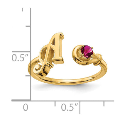 14K Gelbgold Ring mit Buchstabe A und Geburtsstein
