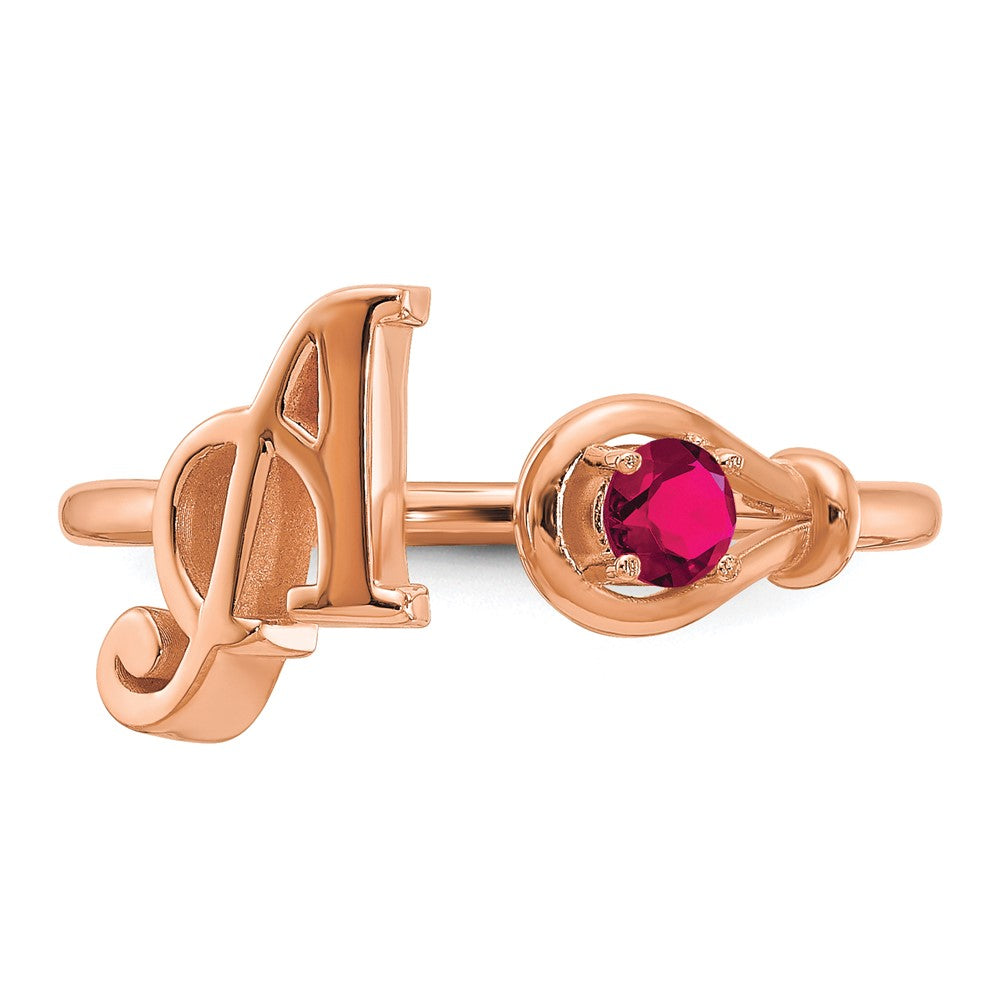 Rosegold-Buchstabenring "A" mit Geburtsstein, 14K
