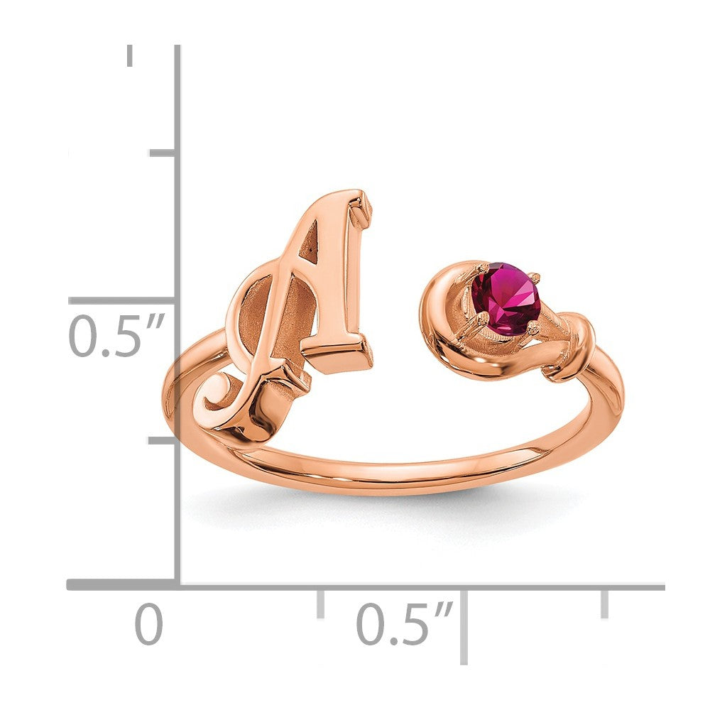 Buchstaben-Ring mit Geburtsstein aus 14K Roségold