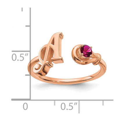 Buchstaben-Ring mit Geburtsstein aus 14K Roségold