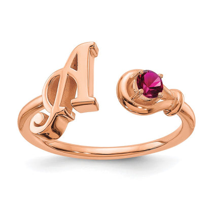 Buchstaben-Ring mit Geburtsstein aus 14K Roségold