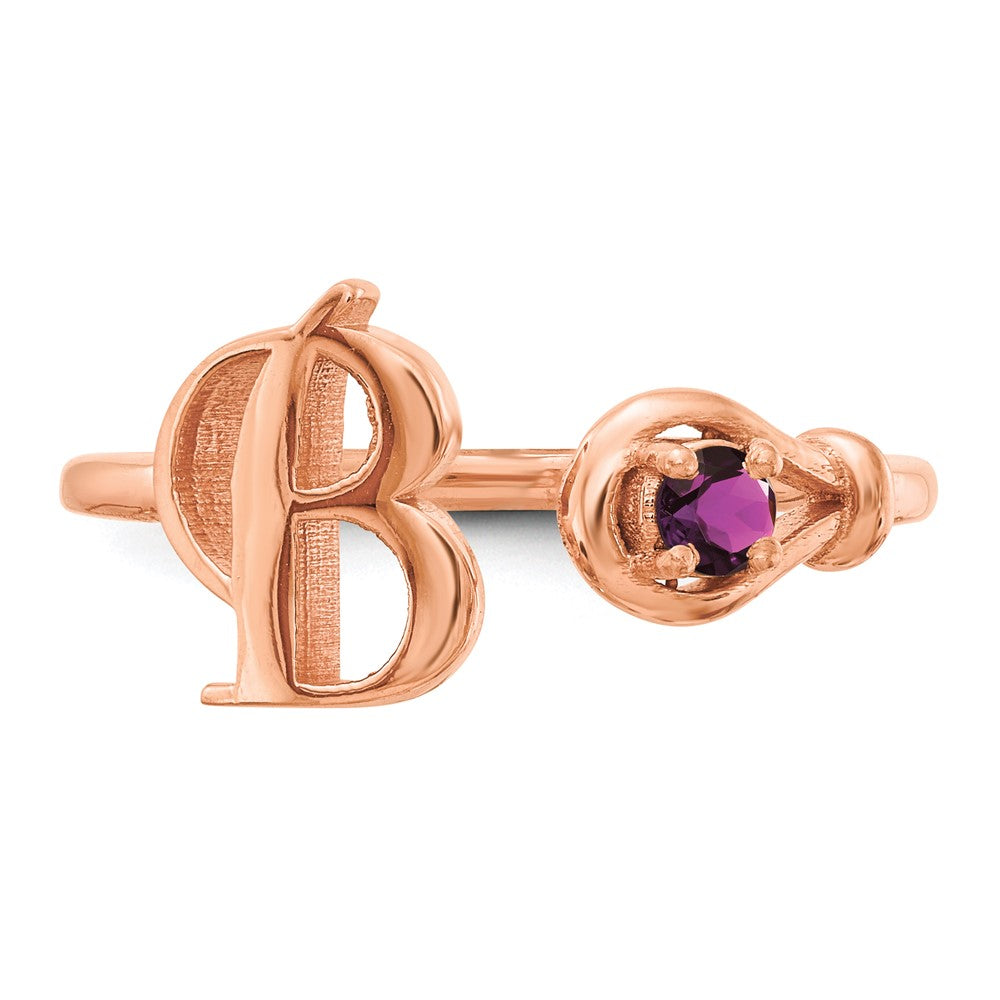Buchstaben-Ring "B" mit Geburtsstein aus 14K Roségold