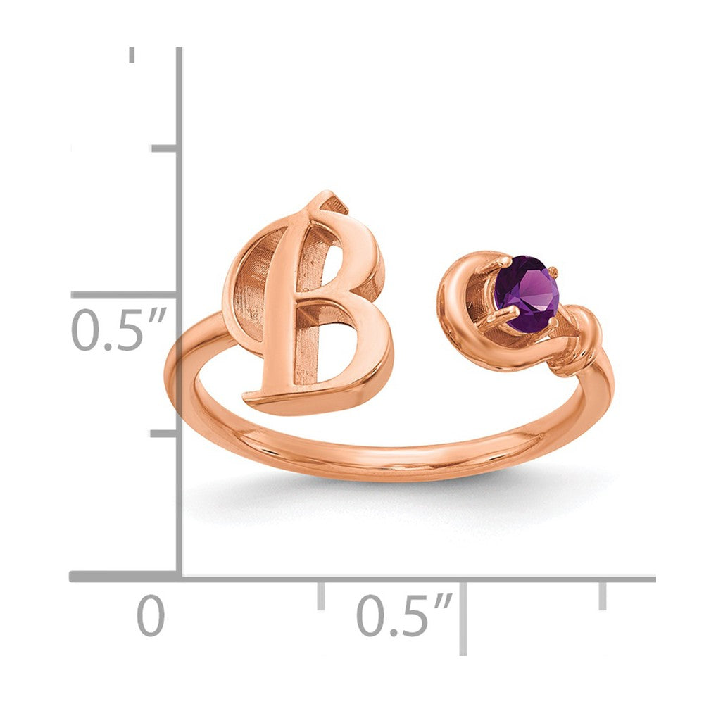 14K Roségold Ring mit Buchstabe B und Geburtsstein