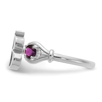 14K Weißgold Initiale B mit Geburtsstein Ring