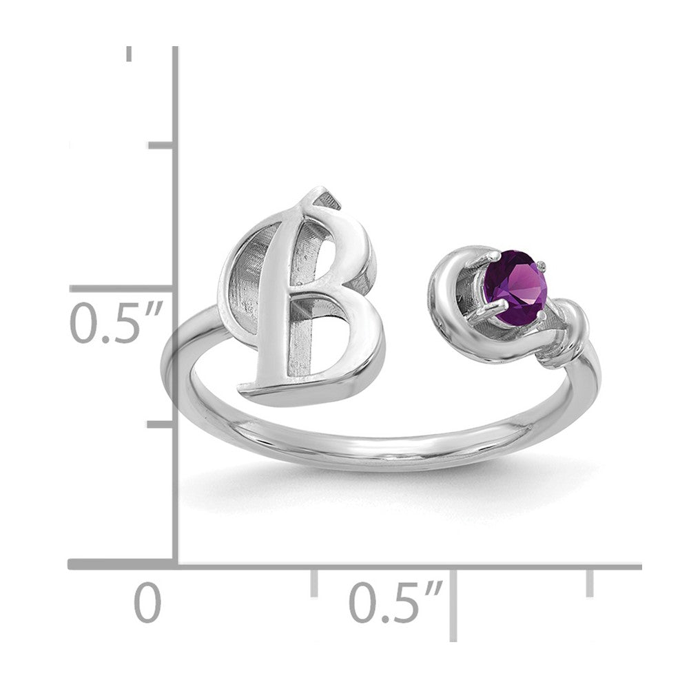 14K Weißgold Initiale B mit Geburtsstein Ring