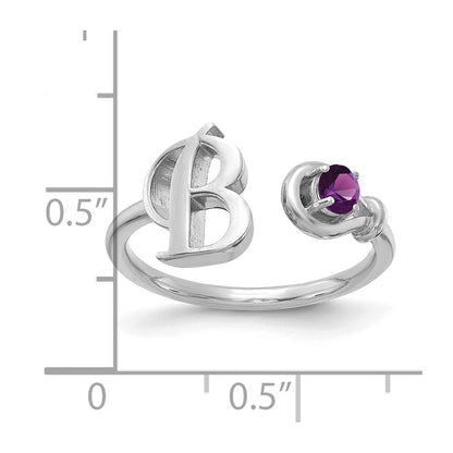 14K Weißgold Initiale B mit Geburtsstein Ring