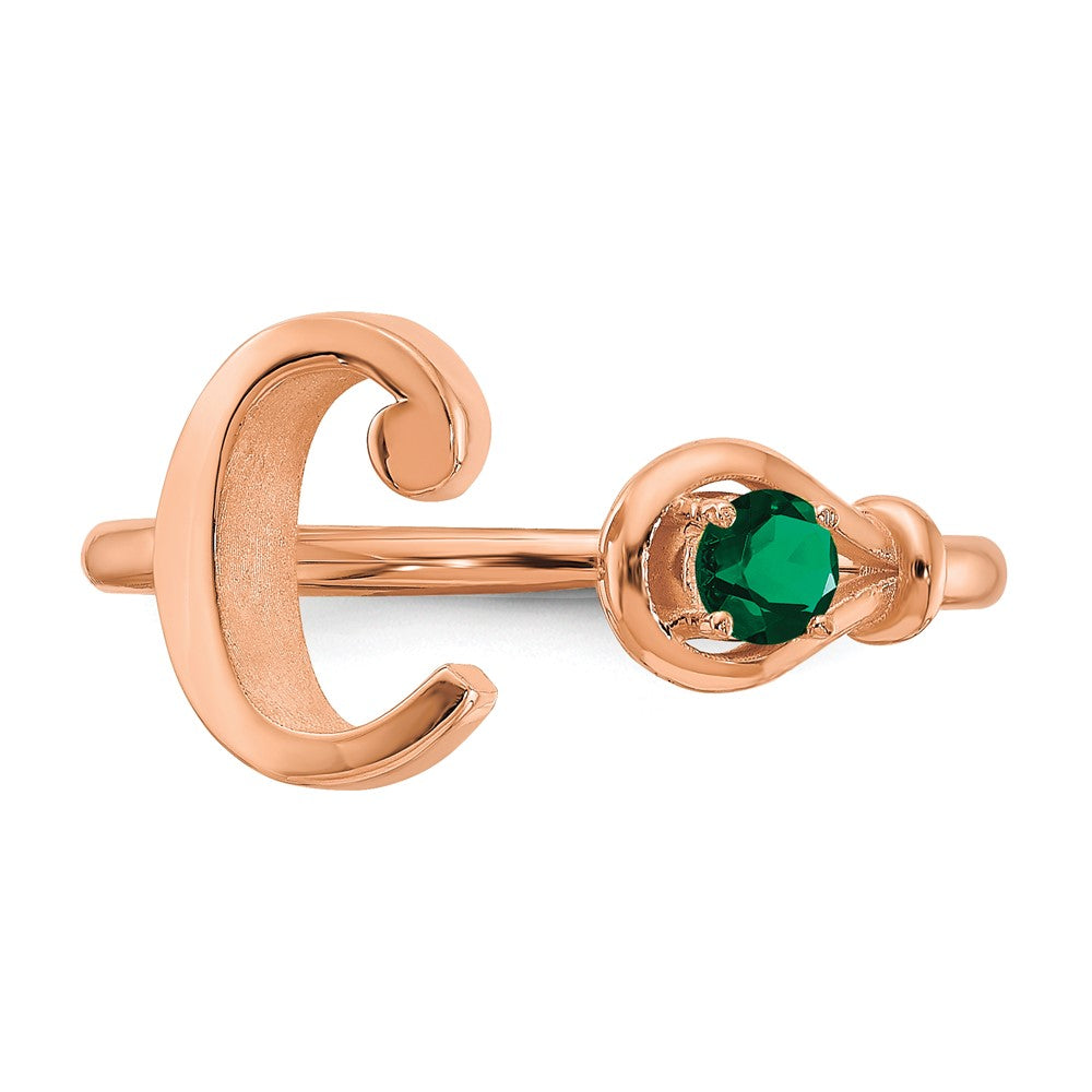 14K Roségold Buchstabe C Ring mit Geburtsstein