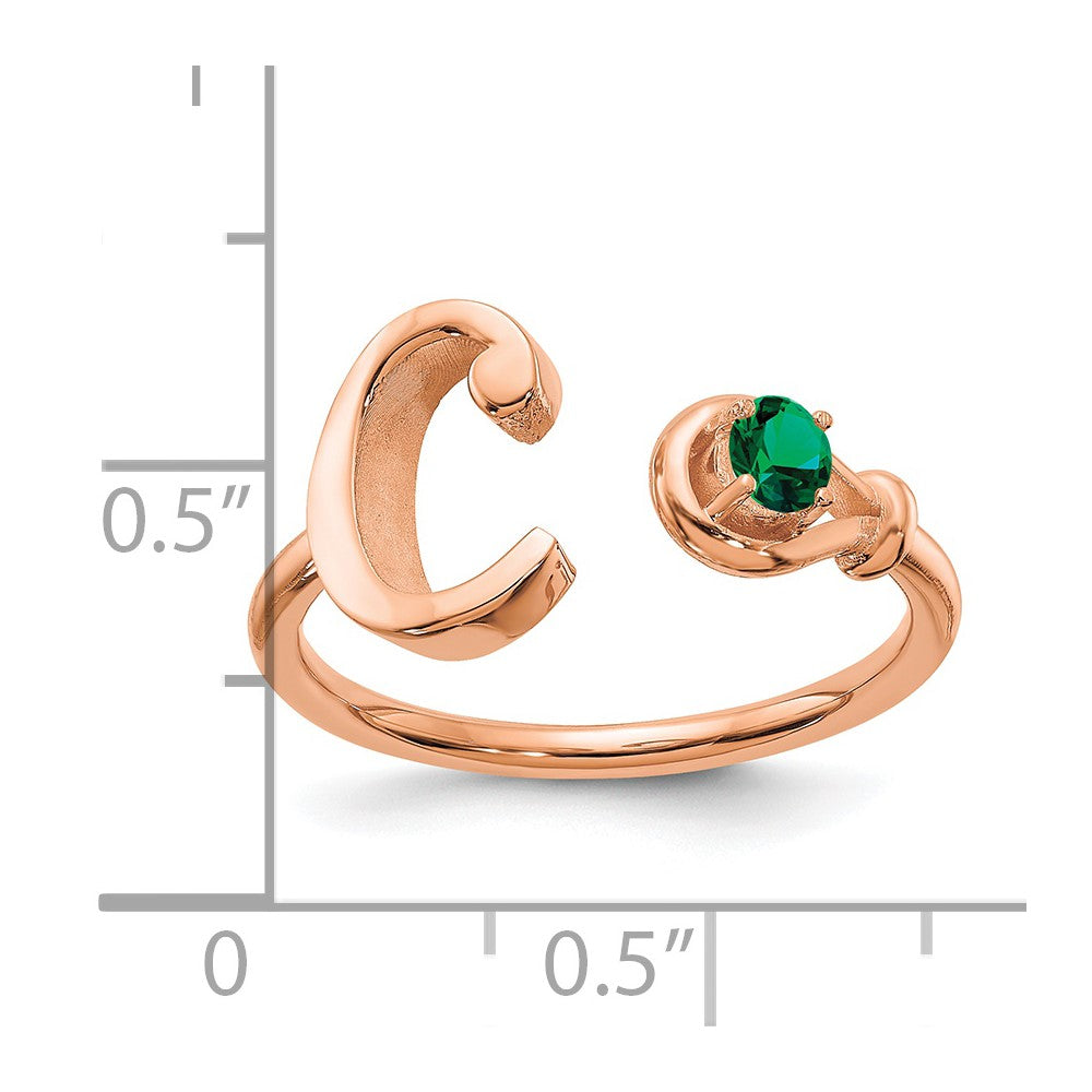 14K Roségold Buchstabe C Ring mit Geburtsstein