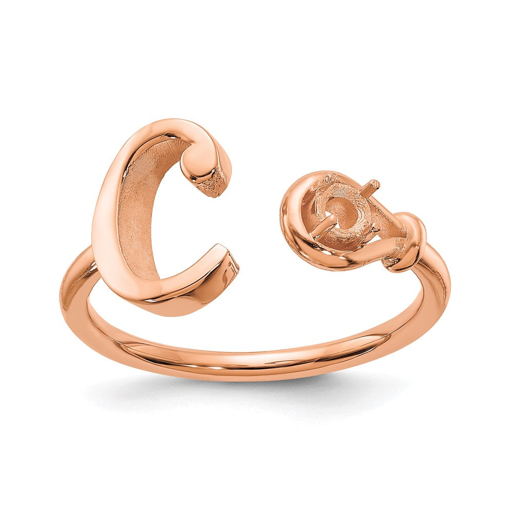 14K Roségold Buchstabe C Ring mit Geburtsstein