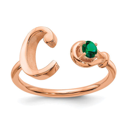 14K Roségold Buchstabe C Ring mit Geburtsstein