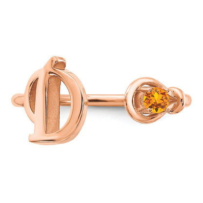 14K Roségold Buchstabe D Ring mit Geburtsstein