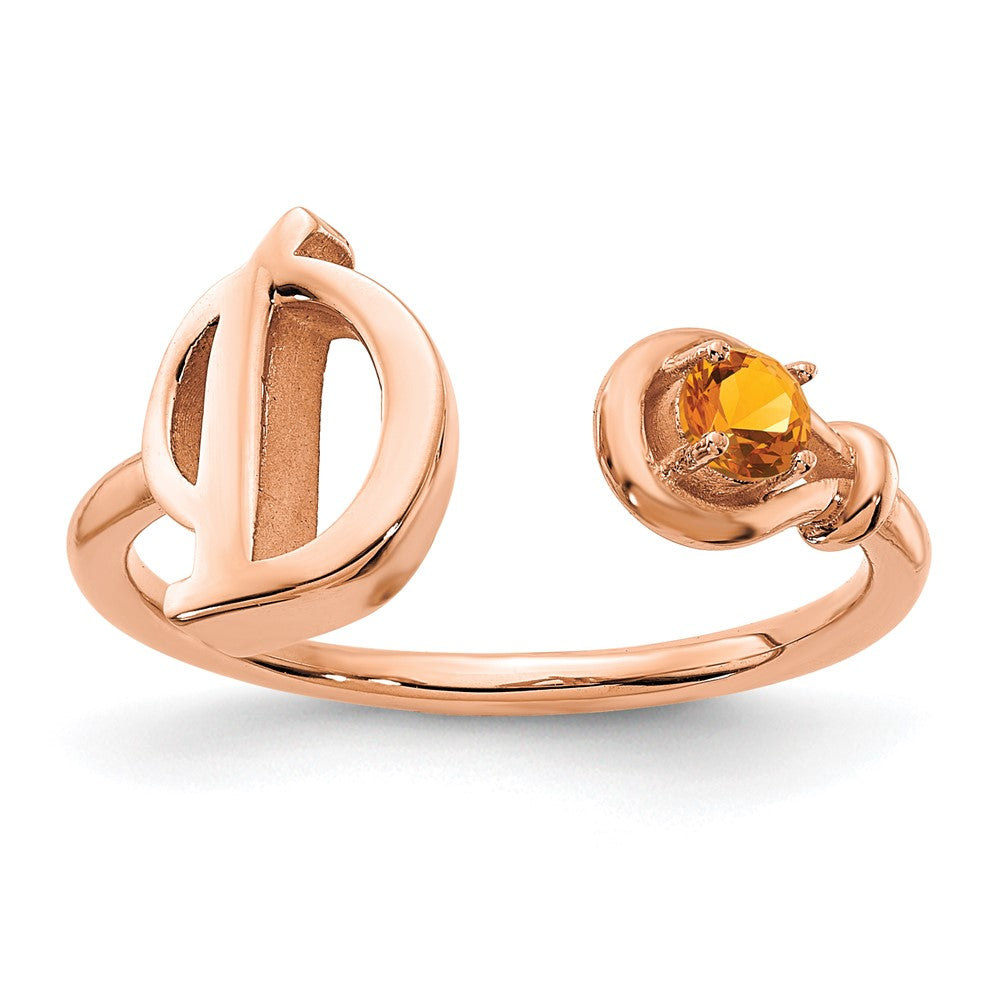 14K Roségold Ring mit Buchstabe D und Geburtsstein
