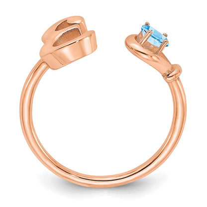 585 Roségold Ring mit Buchstabe E und Geburtsstein
