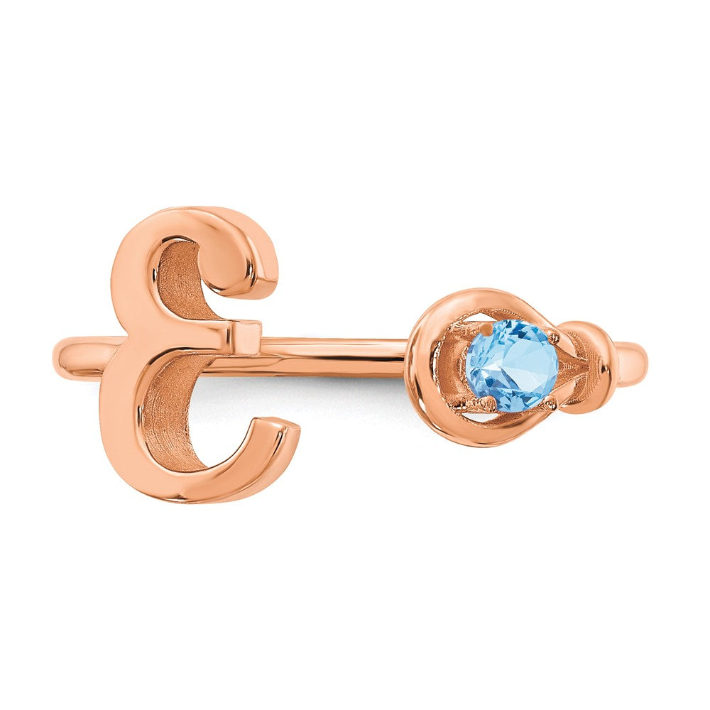 585 Roségold Ring mit Buchstabe E und Geburtsstein