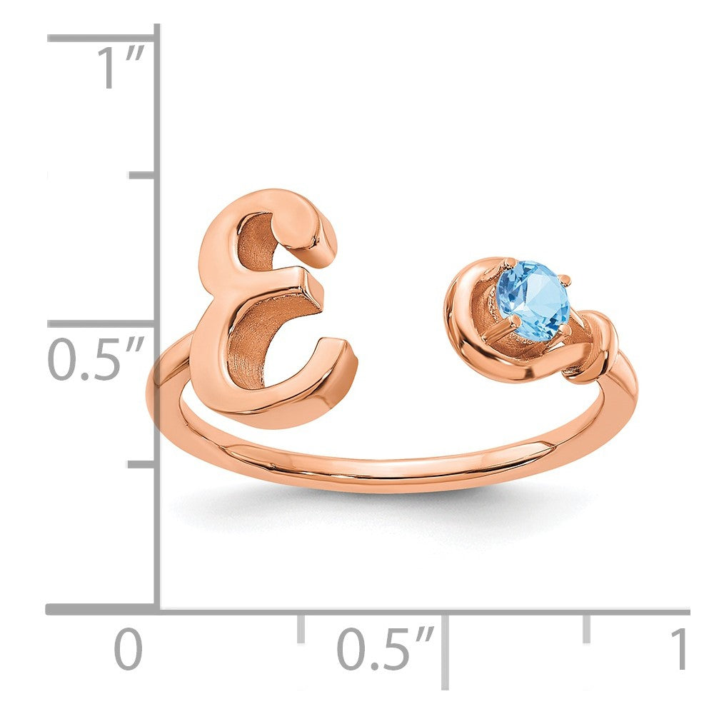 585 Roségold Ring mit Buchstabe E und Geburtsstein