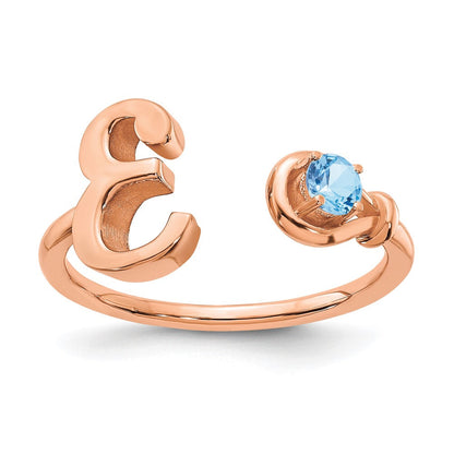 585 Roségold Ring mit Buchstabe E und Geburtsstein