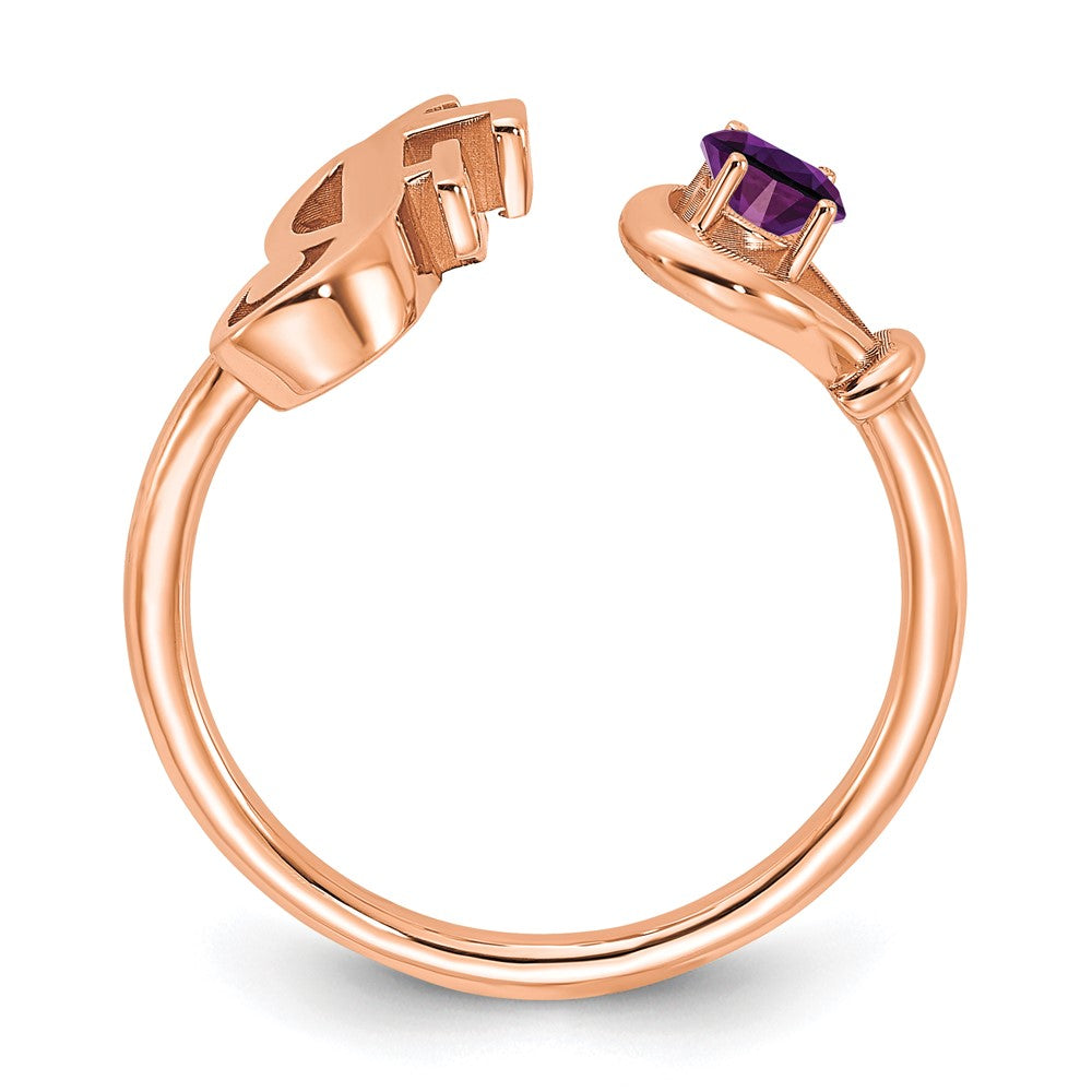 585 Roségold Ring mit Buchstabe F und Geburtsstein