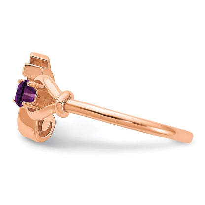 585 Roségold Ring mit Buchstabe F und Geburtsstein