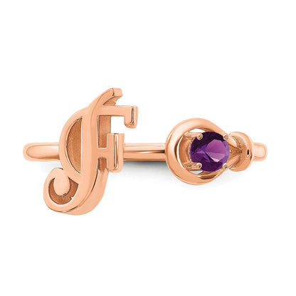 585 Roségold Ring mit Buchstabe F und Geburtsstein