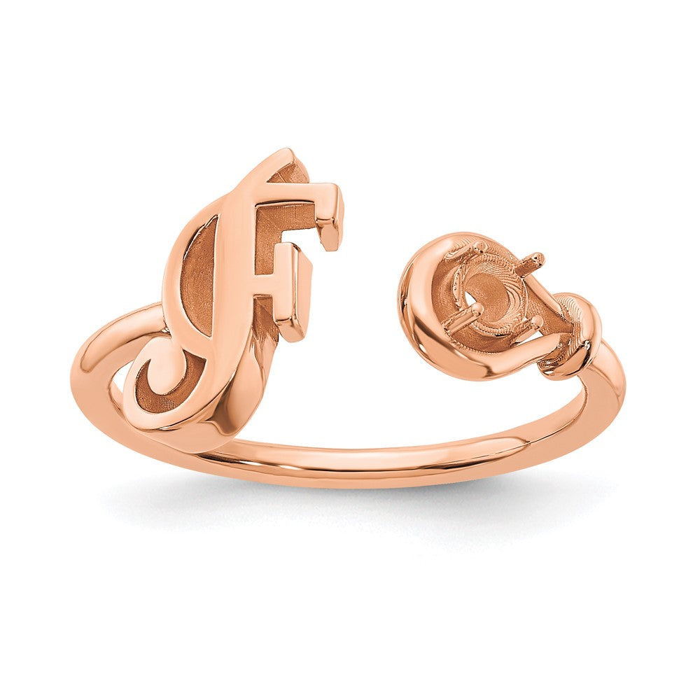 585 Roségold Ring mit Buchstabe F und Geburtsstein