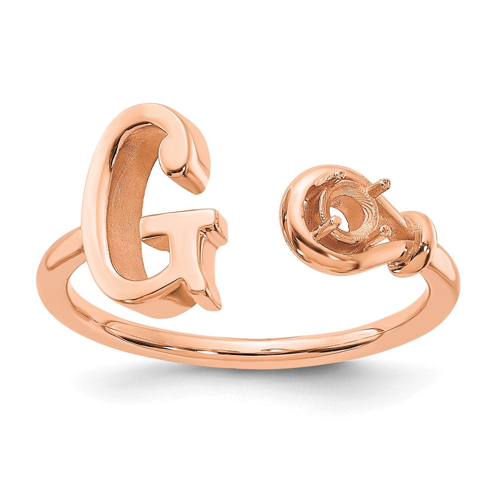 14K Roségold Buchstabe-G-Ring mit Geburtsstein