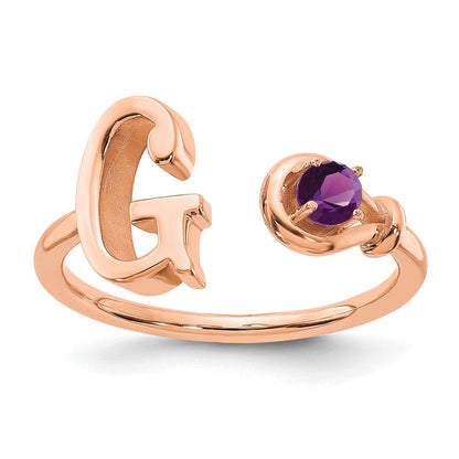 14K Roségold Buchstabe-G-Ring mit Geburtsstein