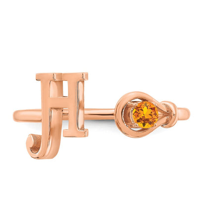 14K Roségold Buchstabe H Ring mit Geburtsstein