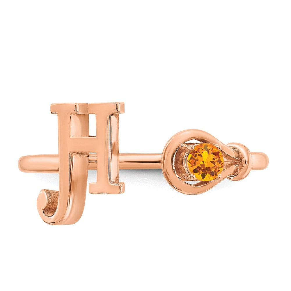 14K Roségold Buchstabe H Ring mit Geburtsstein